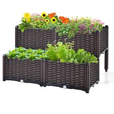 Honey Joy Brown Outdoor Plastic Planter