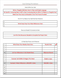 Goal Setting Worksheet Write Action Success Fire Up