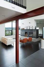 exposed steel column and beam in living