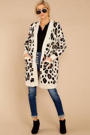 Chic For Sure White Cardigan In Trendy Leopard Leopard