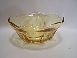 light amber depression glass bowl