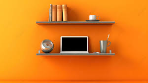 3d Ilration Of Orange Wall Shelf