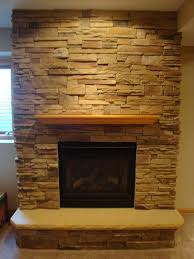 Dry Stack Cultered Stone Fireplace With