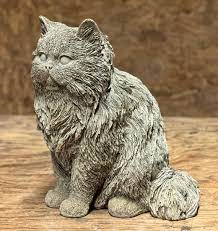 Big Sitting Persian Cat Statue Concrete