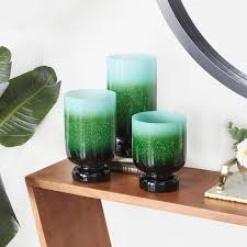 Novogratz Green Glass Pillar Hurricane