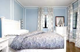 light blue walls in a bedroom