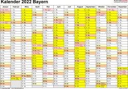 Sie können die kalender auch auf ihrer webseite einbinden oder in ihrer publikation abdrucken. Kalender 2022 Bayern Ferien Feiertage Excel Vorlagen