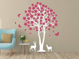 White Tree Wall Decal Cherry Blossom