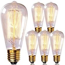 Amazon Com Newhouse Lighting St64inc 6 St64 Vintage Light Bulb 6 Pack Edison Bulbs St64 Incandescent Style 60 Watts Dimmable Medium E26 Standard Base E27 Squirrel Cage 6 Pack Home Improvement