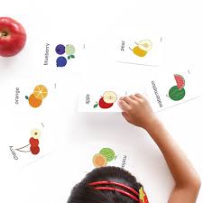 Hộp 23 thẻ giấy cứng học tiếng anh chủ đề rau,trái cây, xe cho bé phát  triển tư duy