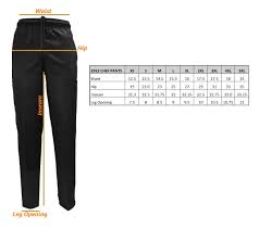Black Chef Pant Size Chart Natural Uniforms