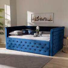 Queen Size Blue Velvet Daybed Couch