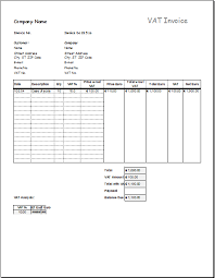 Vat Invoice Template For Excel Excel Invoice Templates