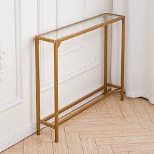 Glass Slim Console Table Sofa Side End