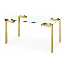 Glass Table With Gold Stainless Steel