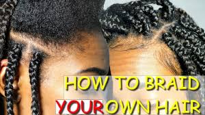 Each time you pick up one of the three pieces of hair to braid, gently pull hair from the parted off section and add it in as you braid. How To Braid Your Natural Hair By Yourself Box Braids Jah Nette Youtube