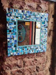 Blue Mosaic Mirror Small Mosaic Mirror