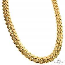 solid miami cuban link chain 14k yellow