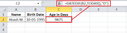 how to calculate age in excel javatpoint