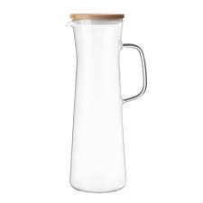 pitcher glass with handle wooden lid 1l