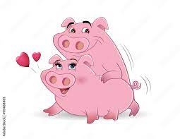 cartoon vector illustration of pigs humping Stock Vector | Adobe Stock