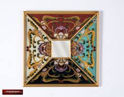 decorative square wall mirror with gold