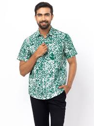 green wax d cotton shirt by aarong