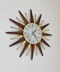 Mid Century Sunburst Wall Clock By
