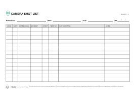 shot list templates film photography