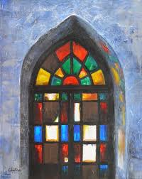 Stained Glass At Church Painting By