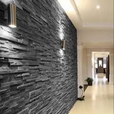 Modern Interior Black Slate Stone Wall