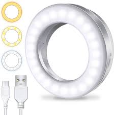 Amazon Com Meifigno Selfie Ring Light 3 Light Modes Rechargeable Clip On Phone Camera Led Light Adjustable Brightness Selfie Circle Light Designed For Iphone X Xr Xs 11 12 Pro Max Android Ipad Laptop