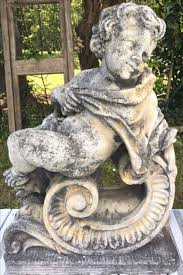 Vintage French Cherub Stone Garden Statue