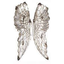Silver Polyresin Angel Wings Wall Art