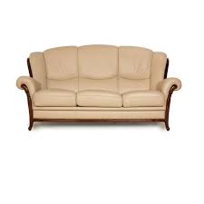 three seater sofa in cream leather by
