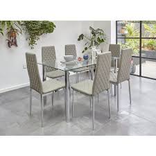 roomee glass dining table set with 6