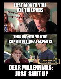 Teens are eating tide detergent pods — despite the fact that eating them can be lethal. Something Something Millennials Terriblefacebookmemes