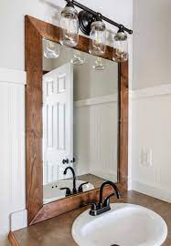 diy wood frame to a bathroom mirror