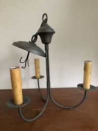 Antique Colonial Primitive 3 Light Chandelier Pendant Light Candelabra Ebay