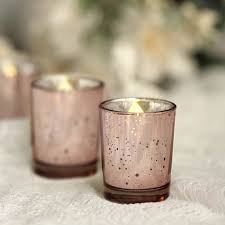 12 Pack Rose Gold Mercury Glass Candle