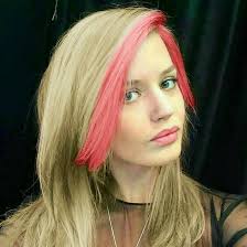 #punky colour #hair dye #red streaks #it probably won't be here til 5. Blonde Hair With Two Red Streaks By Elizabethjones18 On Deviantart