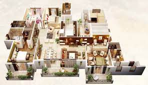 4 Bedroom Apartment/House Plans gambar png