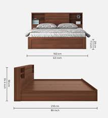 Kimi Queen Size Bed In Walnut Finish