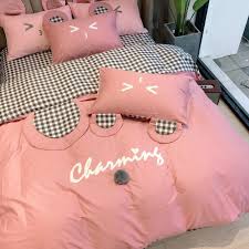 Charming Cotton Pink Girls Bedding Set