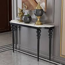 47 2 White Marble Console Table Narrow