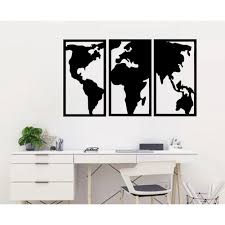 Painel Trio Mapa Do Mundo Vazado Para