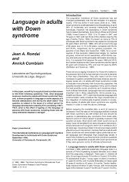 Pdf Language In Adults With Down Syndrome