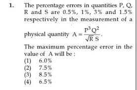 The Maximum Percentage Error In The