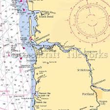 Oregon Columbia River Nautical Chart Decor