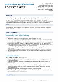 Front Office Assistant Resume Samples Qwikresume